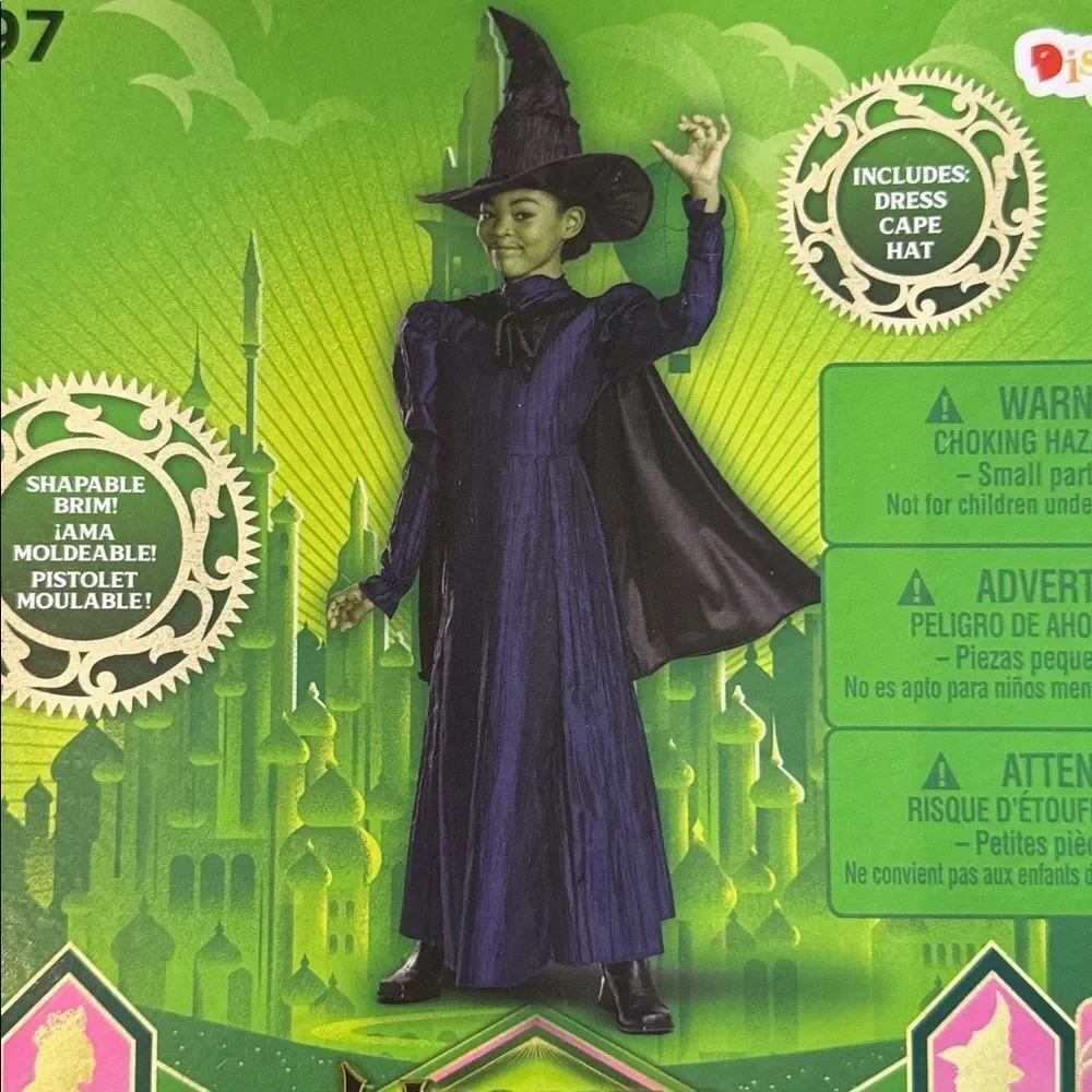 Wicked Musical Elphaba Green Witch Girls Costume Halloween Size S 6/6X NEW